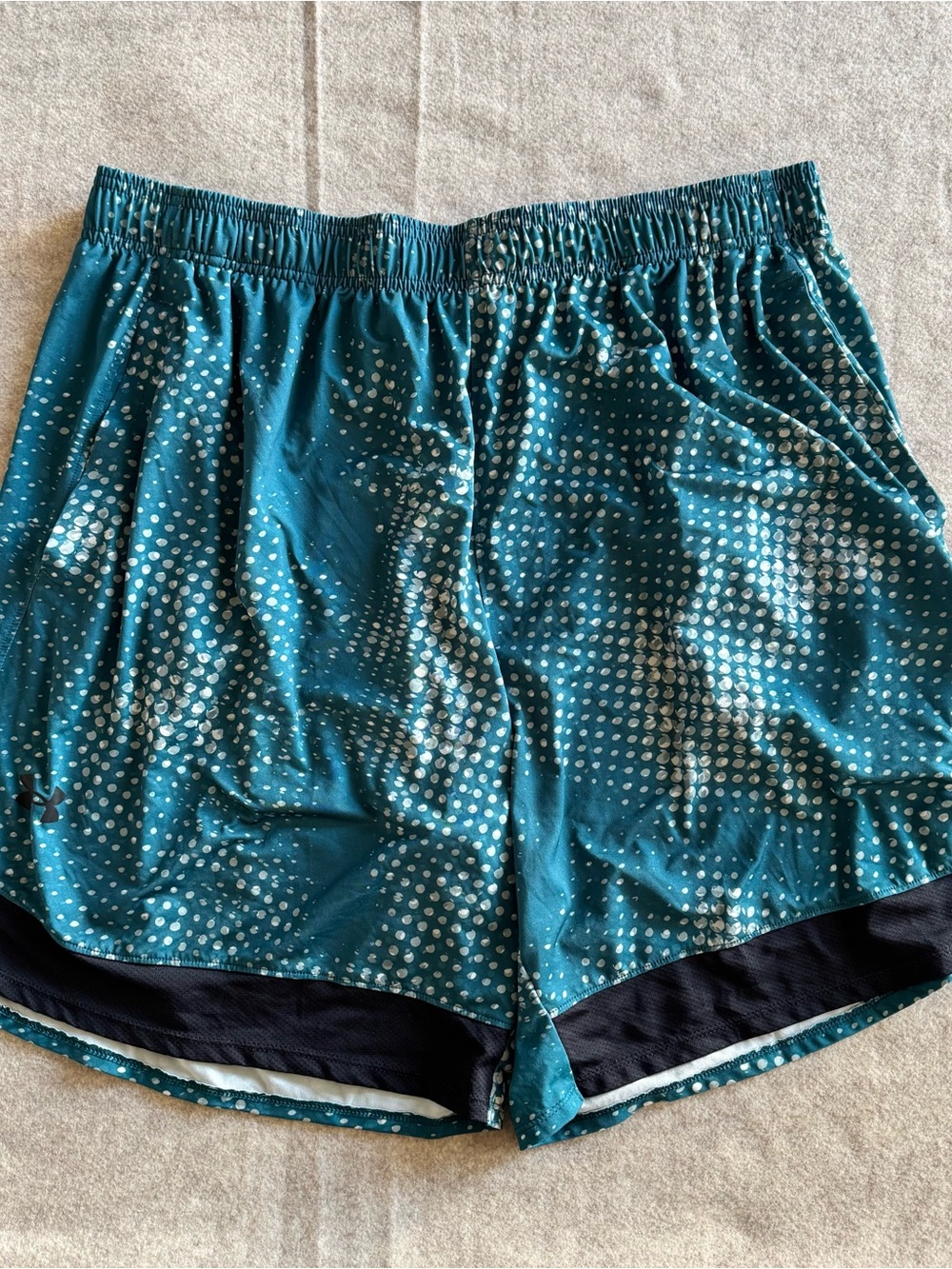 Under Armour Teal Polka Dot Elastic Waist Athletic Shorts
